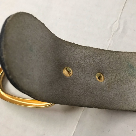 CALDERON Belt White Croc Embossed Leather Corset Gold Buckle Size Medium - Picture 6 of 10